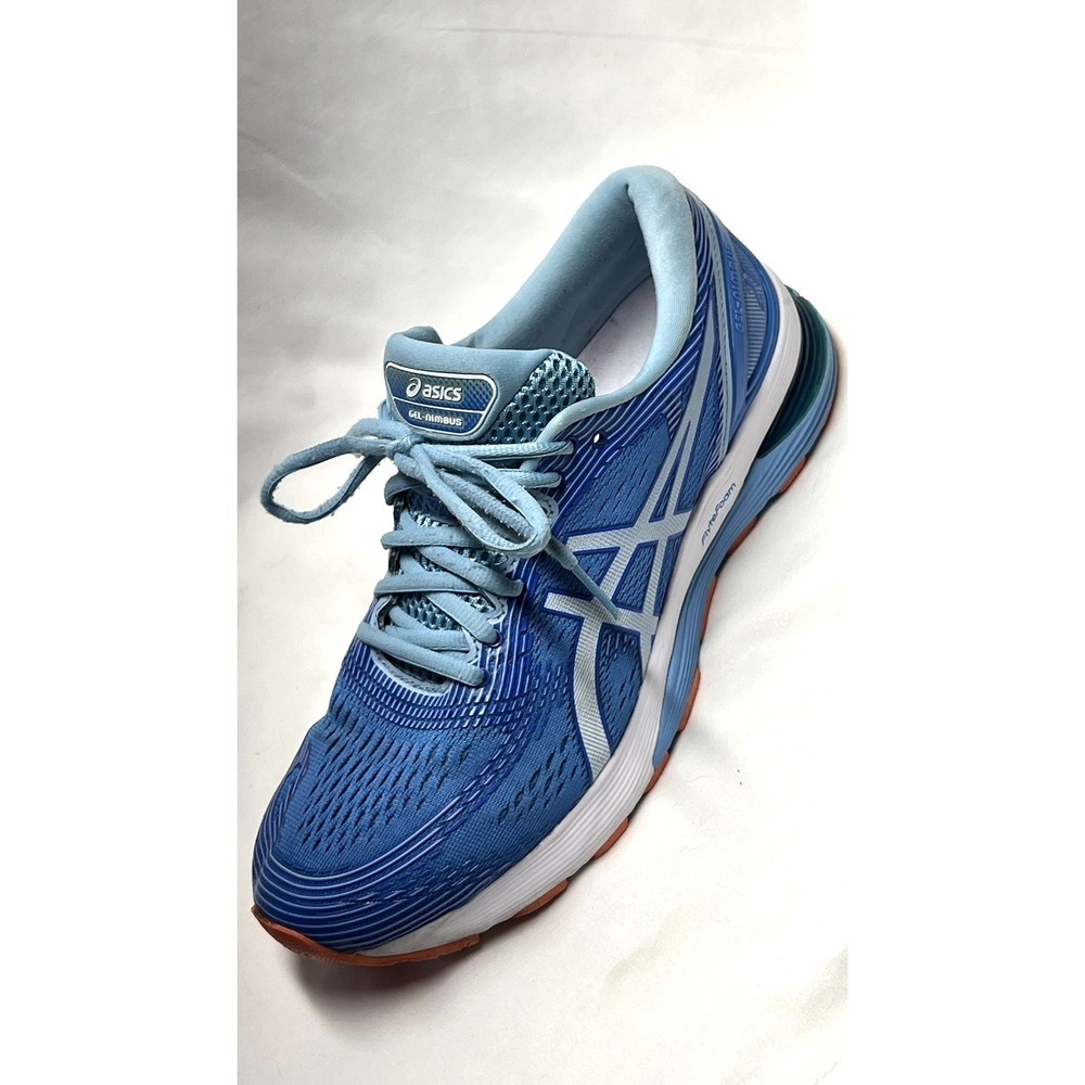 Asics Gel Nimbus 21 Women Running Shoes Blue Orange Athletic Sneakers Size 9.5